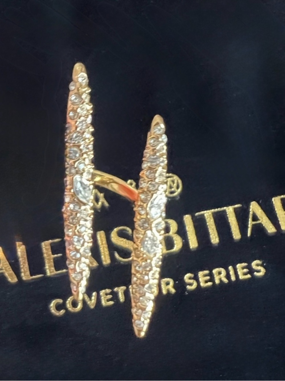 NEW Alexis Bittar Archive Modernist Spear Ring - Gold C Z SB02